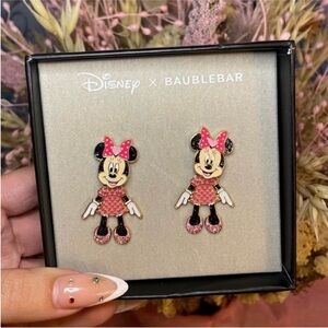 NEW IN BOX Disney x Baublebar Minnie Mouse full body dangling pink earrings